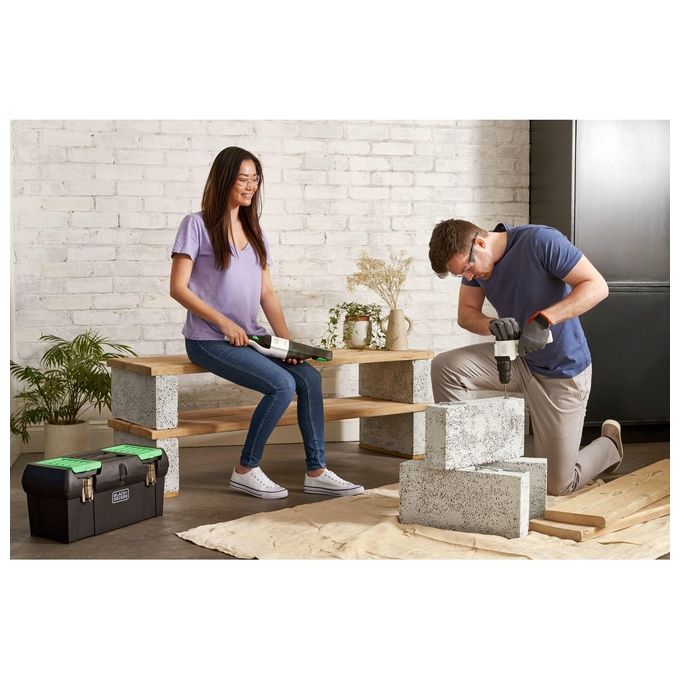 Black+decker REVHV8C Reviva Aspirabriciole Senza Sacchetto Litio 7,2V 19 AW 125 ml autonomia 11 min colore Nero Bianco