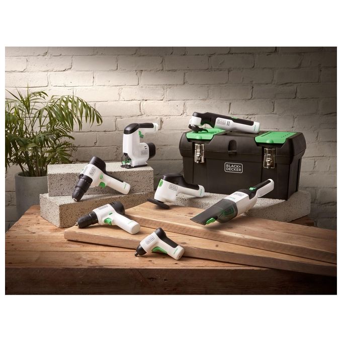 Black+decker REVHV8C Reviva Aspirabriciole Senza Sacchetto Litio 7,2V 19 AW 125 ml autonomia 11 min colore Nero Bianco