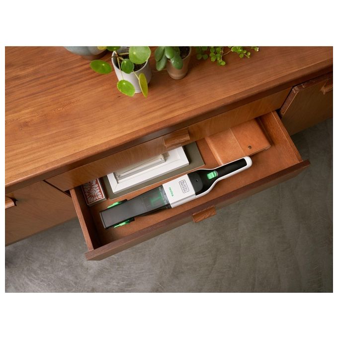 Black+decker REVHV8C Reviva Aspirabriciole Senza Sacchetto Litio 7,2V 19 AW 125 ml autonomia 11 min colore Nero Bianco