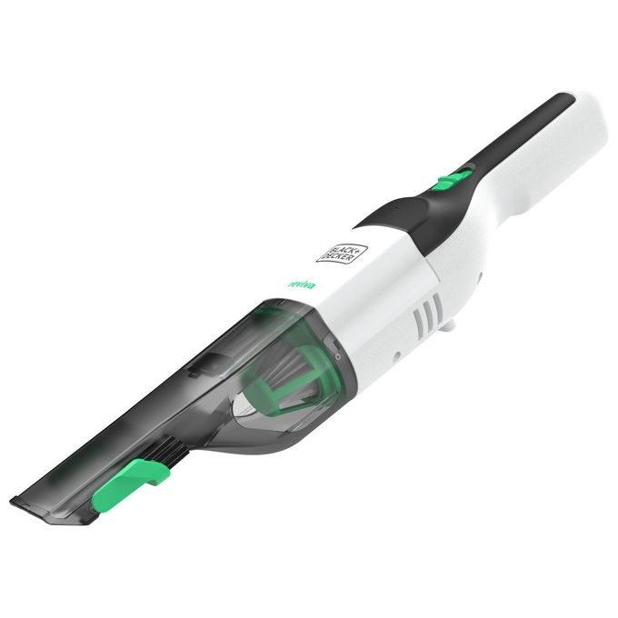 Black+decker REVHV8C Reviva Aspirabriciole Senza Sacchetto Litio 7,2V 19 AW 125 ml autonomia 11 min colore Nero Bianco