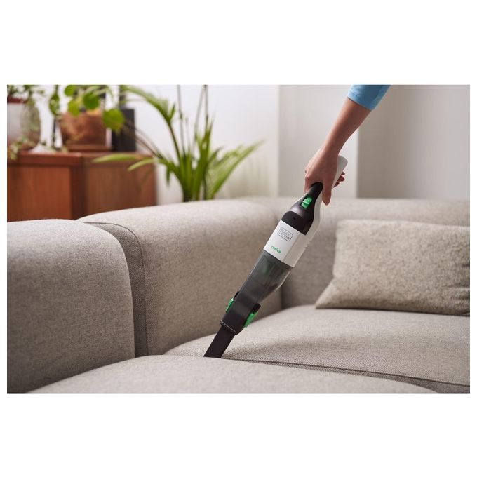 Black+decker REVHV8C Reviva Aspirabriciole Senza Sacchetto Litio 7,2V 19 AW 125 ml autonomia 11 min colore Nero Bianco