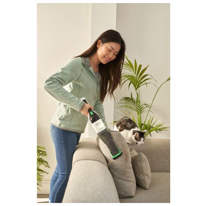 Black+decker REVHV8C Reviva Aspirabriciole Senza Sacchetto Litio 7,2V 19 AW 125 ml autonomia 11 min colore Nero Bianco