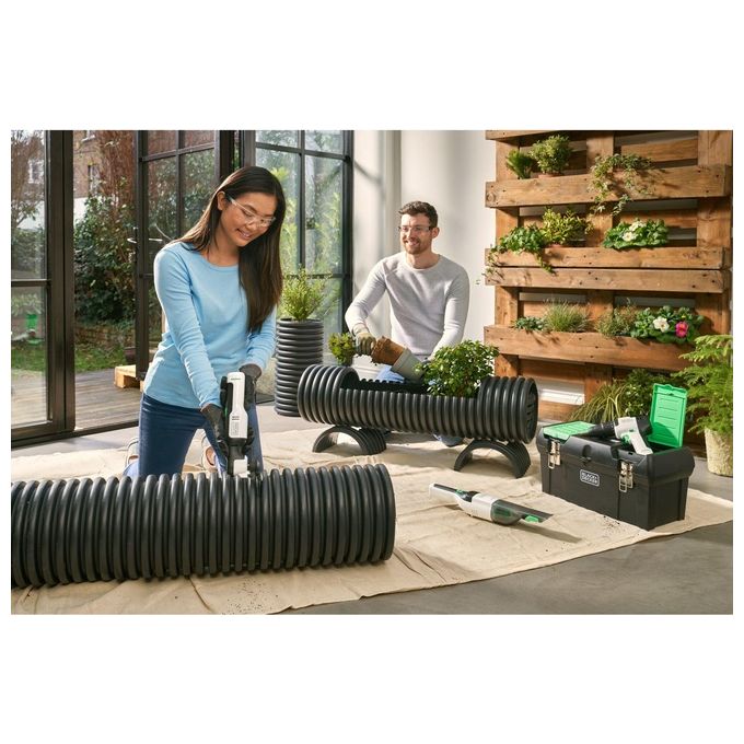 Black+decker REVHV8C Reviva Aspirabriciole Senza Sacchetto Litio 7,2V 19 AW 125 ml autonomia 11 min colore Nero Bianco