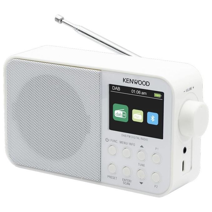 Kenwood CR-M30DAB-W Radio Portatile Digitale DAB DAB+ FM Bluetooth 5.0 3,2 W Batteria 2000 mAh colore Bianco