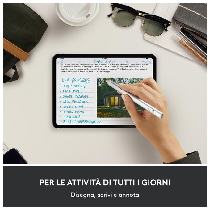 Logitech F00012 Crayon Stilo Digitale per iPad USB-C Tecnologia Apple Pencil 7 ore autonomia colore Argento