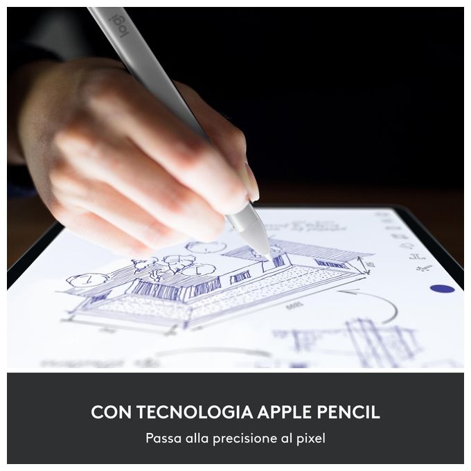 Logitech F00012 Crayon Stilo Digitale per iPad USB-C Tecnologia Apple Pencil 7 ore autonomia colore Argento