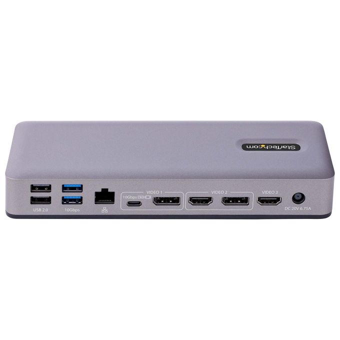 StarTech.com DK31C3MNCRUE Docking Station USB-C Multi Monitor con 3x 4K30Hz 2x 4K60Hz Hub USB 7 Porte 60W PD GbE Audio 3.5mm colore Grigio