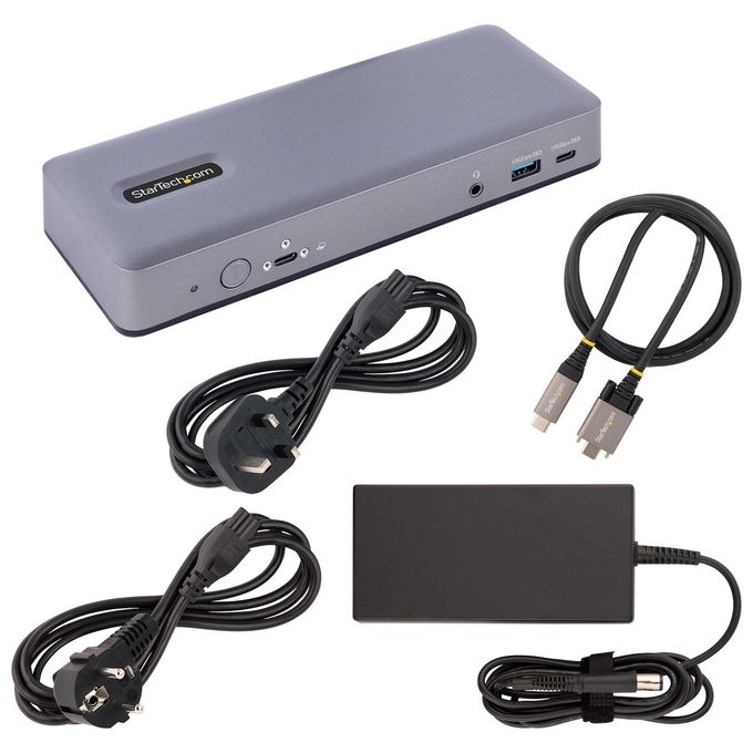 StarTech.com DK31C3MNCRUE Docking Station USB-C Multi Monitor con 3x 4K30Hz 2x 4K60Hz Hub USB 7 Porte 60W PD GbE Audio 3.5mm colore Grigio
