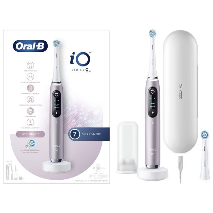 Oral-B 4210201408390 iO Series 9N Spazzolino elettrico rotante-oscillante 6 modalita' Timer 2 min Display OLED Bluetooth colore Rosa Quartz