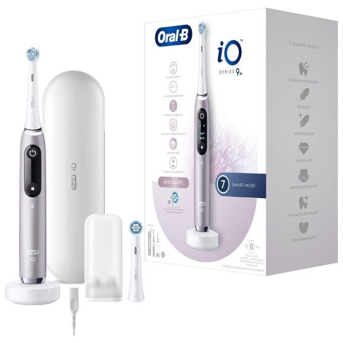 Oral-B 4210201408390 iO Series 9N Spazzolino elettrico rotante-oscillante 6 modalita' Timer 2 min Display OLED Bluetooth colore Rosa Quartz