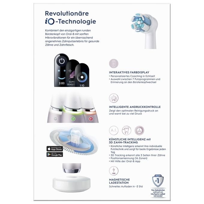 Oral-B 4210201408390 iO Series 9N Spazzolino elettrico rotante-oscillante 6 modalita' Timer 2 min Display OLED Bluetooth colore Rosa Quartz