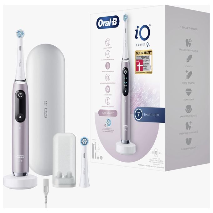 Oral-B 4210201408390 iO Series 9N Spazzolino elettrico rotante-oscillante 6 modalita' Timer 2 min Display OLED Bluetooth colore Rosa Quartz