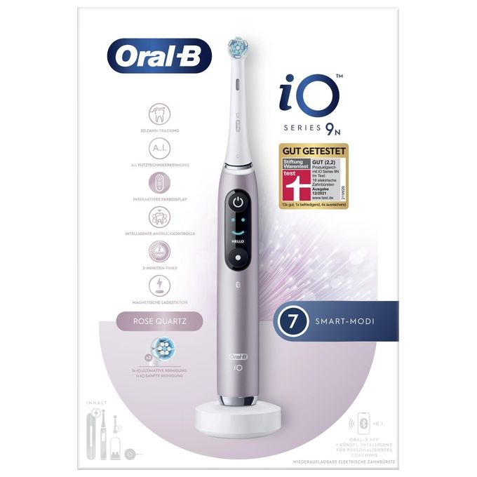 Oral-B 4210201408390 iO Series 9N Spazzolino elettrico rotante-oscillante 6 modalita' Timer 2 min Display OLED Bluetooth colore Rosa Quartz
