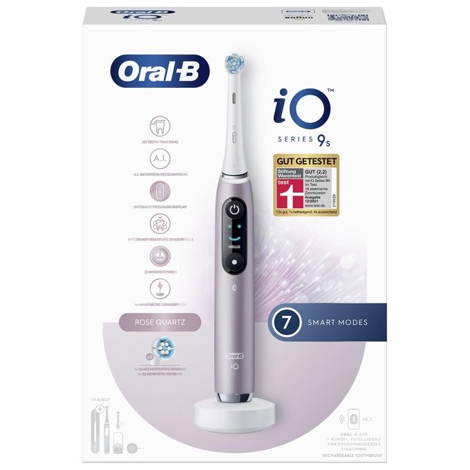 Oral-B 4210201408390 iO Series 9N Spazzolino elettrico rotante-oscillante 6 modalita' Timer 2 min Display OLED Bluetooth colore Rosa Quartz