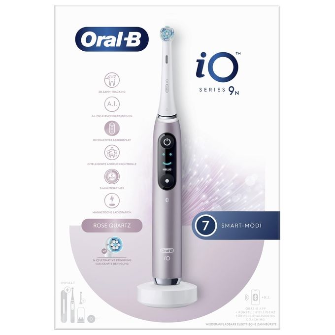 Oral-B 4210201408390 iO Series 9N Spazzolino elettrico rotante-oscillante 6 modalita' Timer 2 min Display OLED Bluetooth colore Rosa Quartz