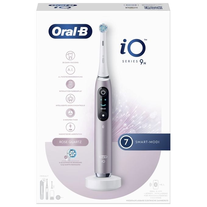 Oral-B 4210201408390 iO Series 9N Spazzolino elettrico rotante-oscillante 6 modalita' Timer 2 min Display OLED Bluetooth colore Rosa Quartz