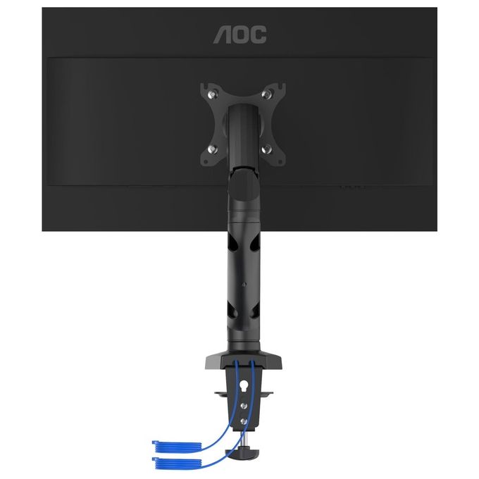 AOC AS110DX Braccio per Monitor 13'' 32'' VESA 75x75 100x100 Molla a Gas 9 Kg Hub USB 3.0 USB-C colore Nero