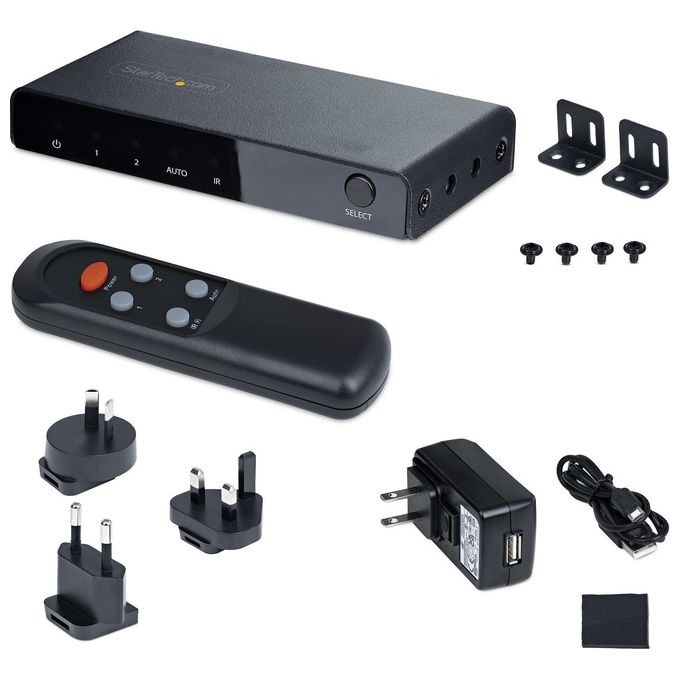 StarTech.com 2PORT-HDMI-SWITCH-8K Switch HDMI 2 porte HDMI 2.1 8K 60Hz 4K 120Hz HDR10+ VRR ALLM telecomando incluso alimentatore incluso colore Nero
