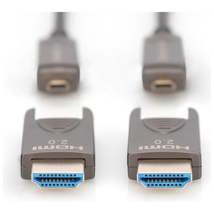 Digitus AK-330127-200-S Cavo HDMI 2.0 AOC ibrido in fibra ottica 20 m 4K 60 Hz 18 Gbps connettori rimovibili colore Nero