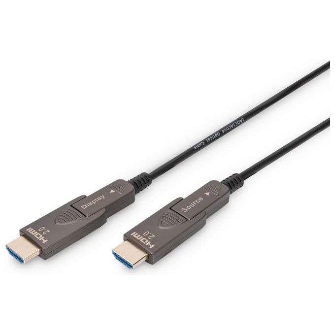 Digitus AK-330127-150-S Cavo HDMI AOC Ibrido in Fibra Ottica 4K 15 m Connettori Rimovibili colore Nero