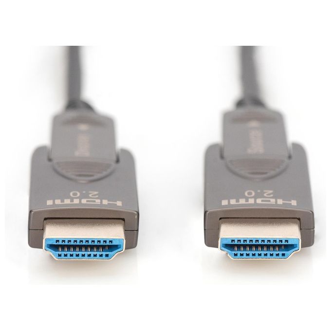 Digitus AK-330127-200-S Cavo HDMI 2.0 AOC ibrido in fibra ottica 20 m 4K 60 Hz 18 Gbps connettori rimovibili colore Nero