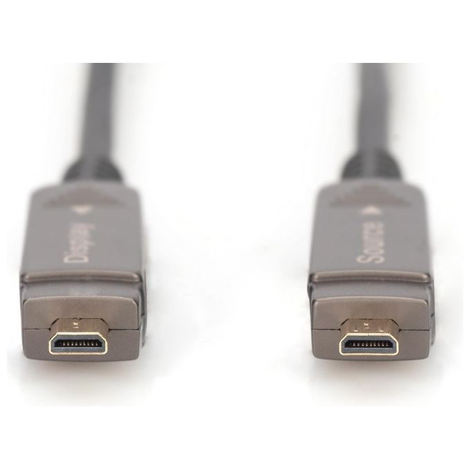 Digitus AK-330127-150-S Cavo HDMI AOC Ibrido in Fibra Ottica 4K 15 m Connettori Rimovibili colore Nero