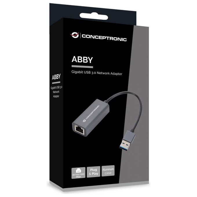 Conceptronic Adattatore di rete usb Gigabit 3.0 Conceptronic Funzione Wake-on-lan Integrata, Supporta Nintendo Switch