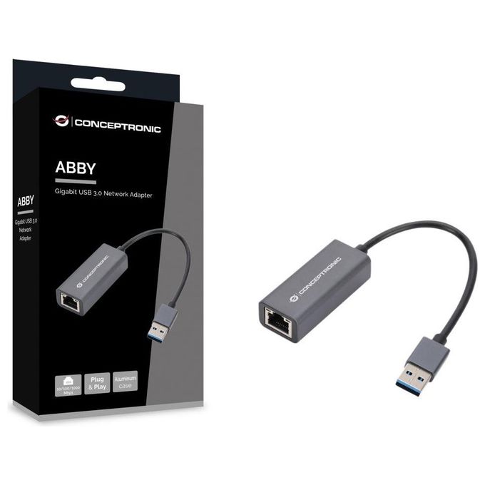 Conceptronic Adattatore di rete usb Gigabit 3.0 Conceptronic Funzione Wake-on-lan Integrata, Supporta Nintendo Switch