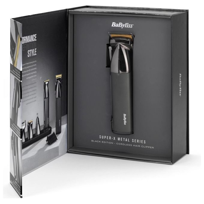 BaByliss E991E Super-X Metal Tagliacapelli Professionale Lama Titanio Ioni di Litio 180 min 10 Accessori colore Nero