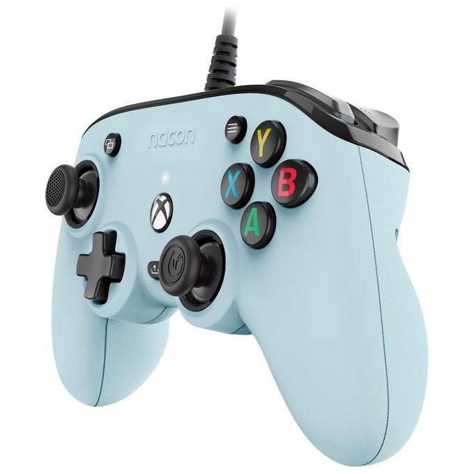 NACON XBXPROCOMPASTBLUE Pro Compact Controller Cablato per Xbox e PC con Personalizzazione Tasti e Dolby Atmos incluso colore Blu