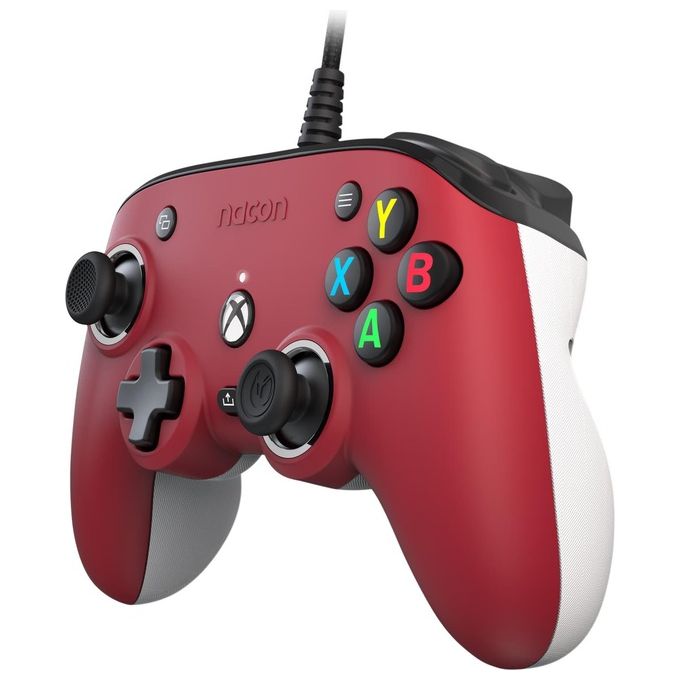 NACON XBXPROCOMPACTRED Controller Pro Compact Cablato per Xbox Serie X-S Xbox One PC Programmabile con Dolby Atmos Cavo 3 m colore Rosso