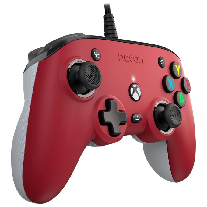 NACON XBXPROCOMPACTRED Controller Pro Compact Cablato per Xbox Serie X-S Xbox One PC Programmabile con Dolby Atmos Cavo 3 m colore Rosso