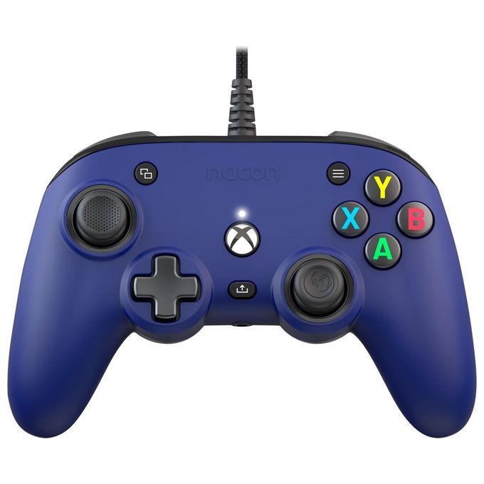 NACON XBXPROCOMPACTBLUE Pro Compact Gamepad Cablato USB per Xbox Series X-S Xbox One PC con Personalizzazione Avanzata e Dolby Atmos colore Blu