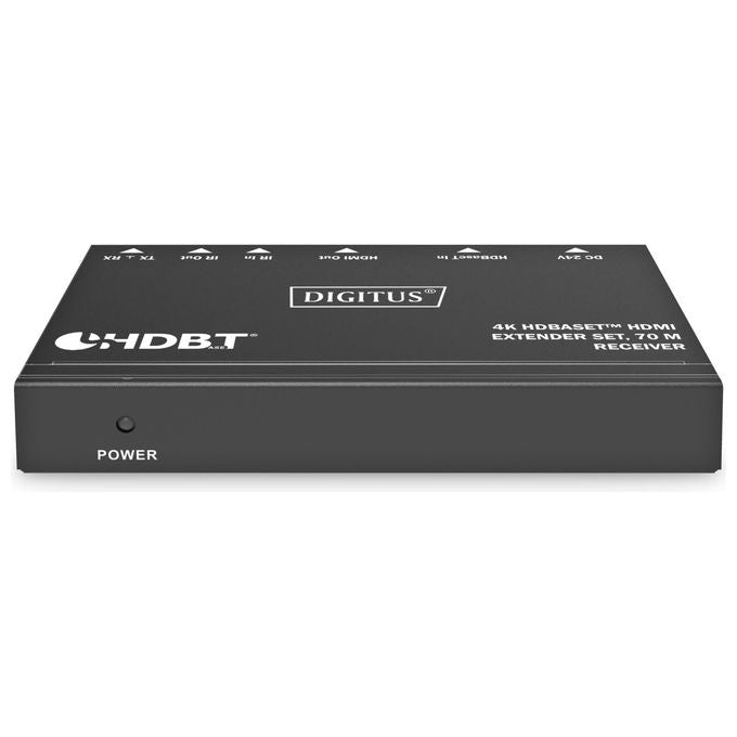 Digitus DS-55520 Set di estensori HDMI 4K HDBaseT 70 m Trasmettitore e ricevitore AV Risoluzione 3840 x 2160 Pixel 10,2 Gbps PoC RS232 IR colore Nero