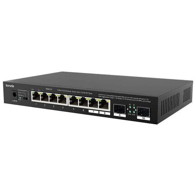 Tenda TEM2010F Switch Ethernet 10 Porte 2.5G 8 Porte RJ-45 2 Porte SFP Desktop Montaggio a Parete