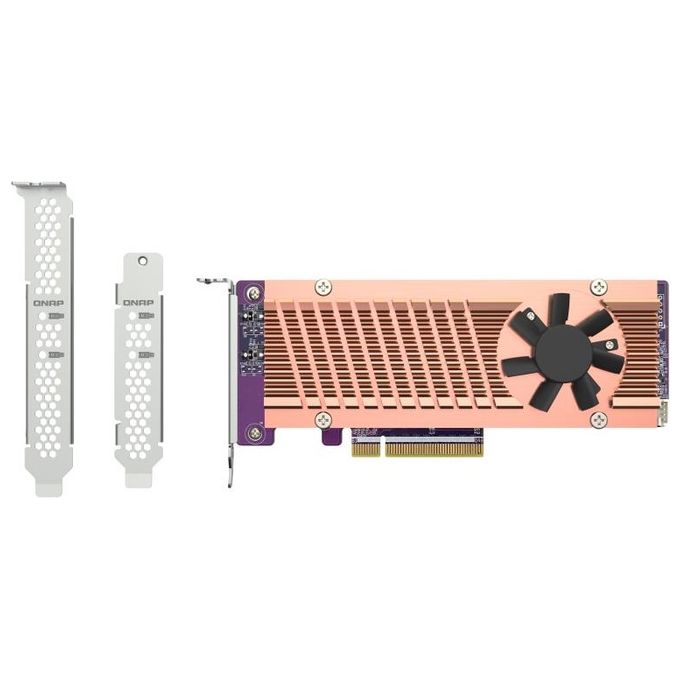 Qnap QM2-2P-384A Scheda di Espansione Dual M.2 PCIe 3.0 NVMe 2 Slot SSD per NAS Raffreddamento Attivo colore Grigio