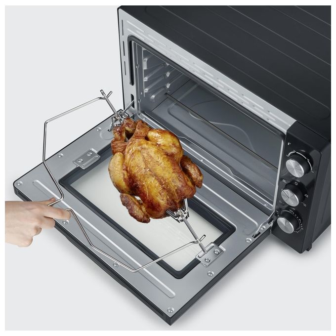Severin 2073 Forno Elettrico Ventilato 60 L 2200 W 6 Modalita' di Cottura con Pietra Refrattaria e Girarrosto (58.5x51.5x37.5 cm) colore Nero