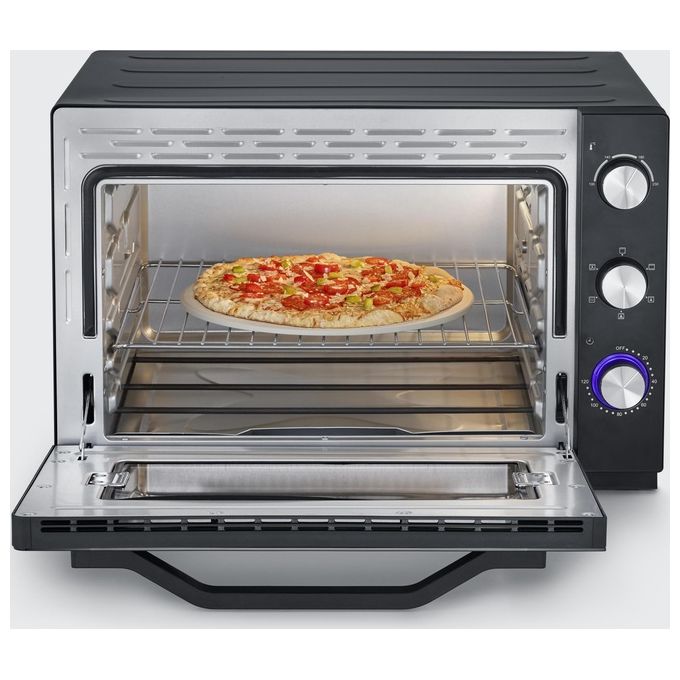 Severin 2073 Forno Elettrico Ventilato 60 L 2200 W 6 Modalita' di Cottura con Pietra Refrattaria e Girarrosto (58.5x51.5x37.5 cm) colore Nero