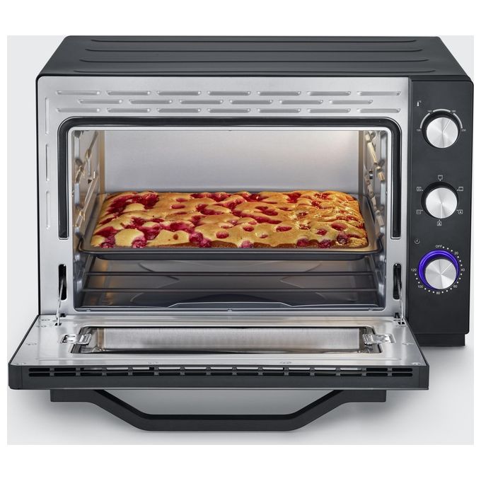 Severin 2073 Forno Elettrico Ventilato 60 L 2200 W 6 Modalita' di Cottura con Pietra Refrattaria e Girarrosto (58.5x51.5x37.5 cm) colore Nero