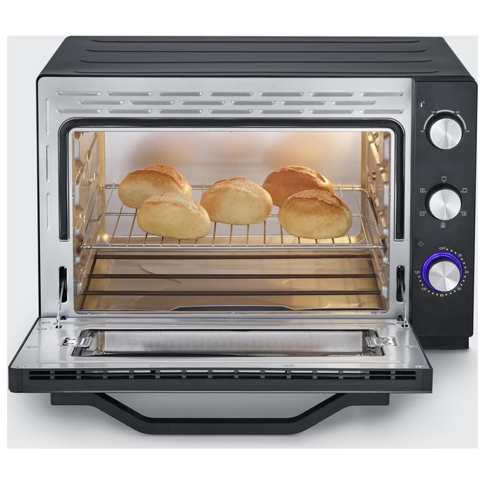 Severin 2073 Forno Elettrico Ventilato 60 L 2200 W 6 Modalita' di Cottura con Pietra Refrattaria e Girarrosto (58.5x51.5x37.5 cm) colore Nero