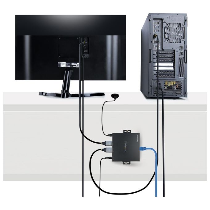 StarTech 4K70IC-EXTEND-HDMI Extender HDMI 4K 60Hz su Cavo Ethernet CAT5e CAT6 fino a 70m HDR HDCP 2.2 Audio 7.1ch S-PDIF PoC colore Nero