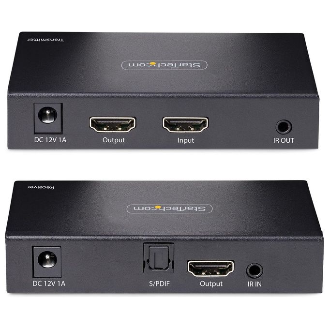 StarTech 4K70IC-EXTEND-HDMI Extender HDMI 4K 60Hz su Cavo Ethernet CAT5e CAT6 fino a 70m HDR HDCP 2.2 Audio 7.1ch S-PDIF PoC colore Nero