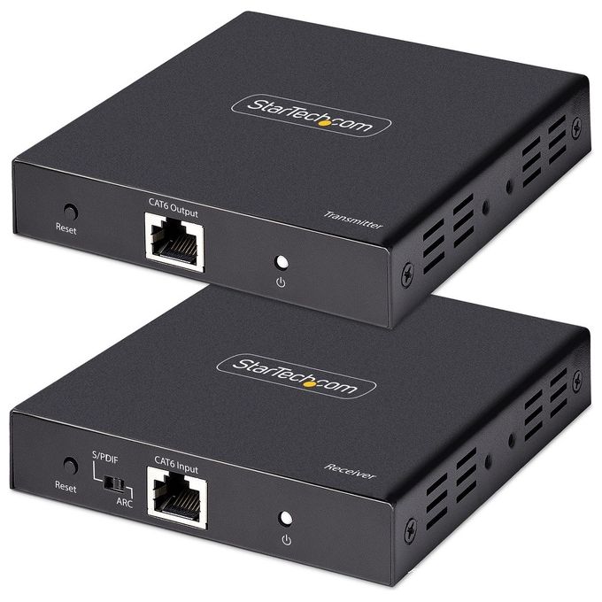 StarTech 4K70IC-EXTEND-HDMI Extender HDMI 4K 60Hz su Cavo Ethernet CAT5e CAT6 fino a 70m HDR HDCP 2.2 Audio 7.1ch S-PDIF PoC colore Nero