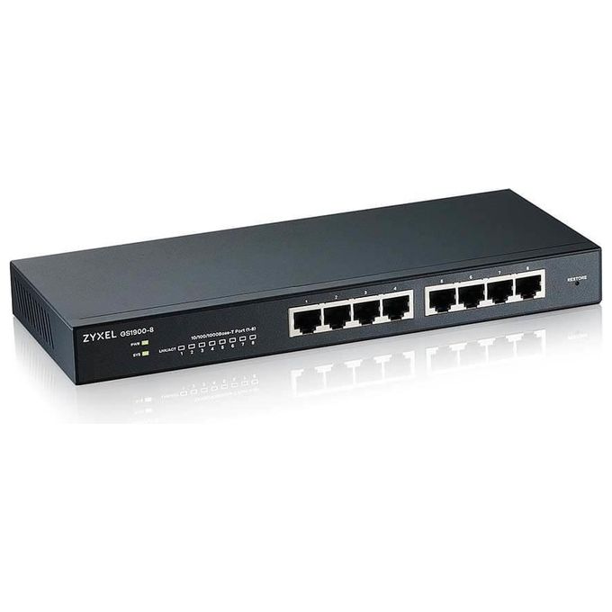 Zyxel GS1900-8-EU0102F GS1900 Switch Gestito L2 8 Porte Gigabit Ethernet Full Duplex VLAN QoS Supporto Jumbo Frames colore Nero