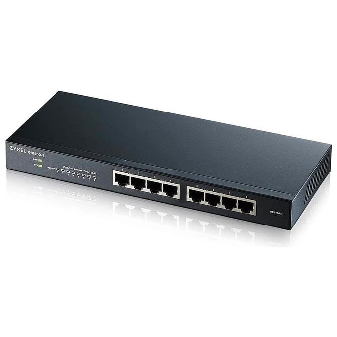 Zyxel GS1900-8-EU0102F GS1900 Switch Gestito L2 8 Porte Gigabit Ethernet Full Duplex VLAN QoS Supporto Jumbo Frames colore Nero