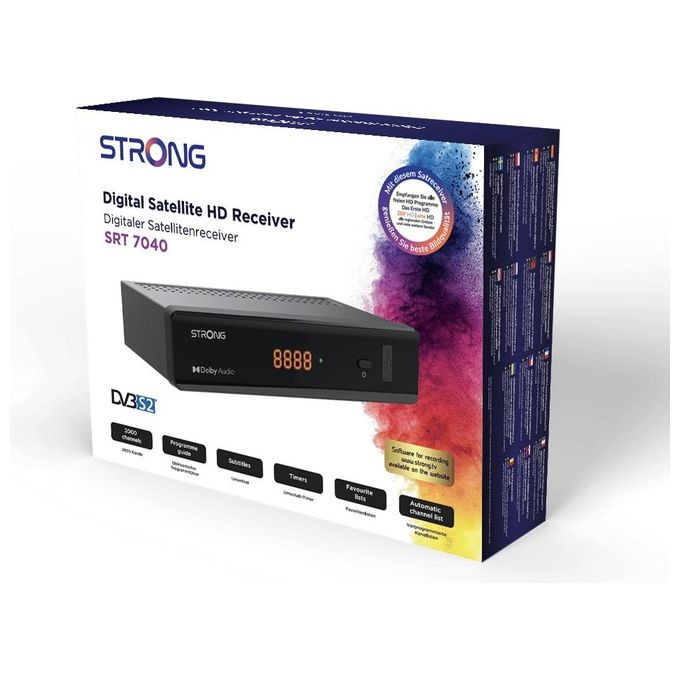 Strong SRT7040 Decoder Satellitare DVB-S2 FTA Full HD HEVC H.265 USB HDMI Dolby Digital Plus colore Nero