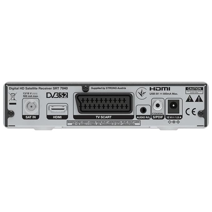 Strong SRT7040 Decoder Satellitare DVB-S2 FTA Full HD HEVC H.265 USB HDMI Dolby Digital Plus colore Nero