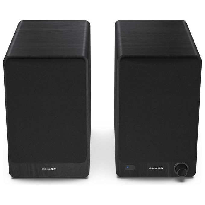 Sharp CP-SS30BK Bookshelf Speakers Altoparlanti Attivi 2-vie 60 W Bluetooth 5.0 con Ingressi RCA Aux USB Ottico Digitale colore Nero