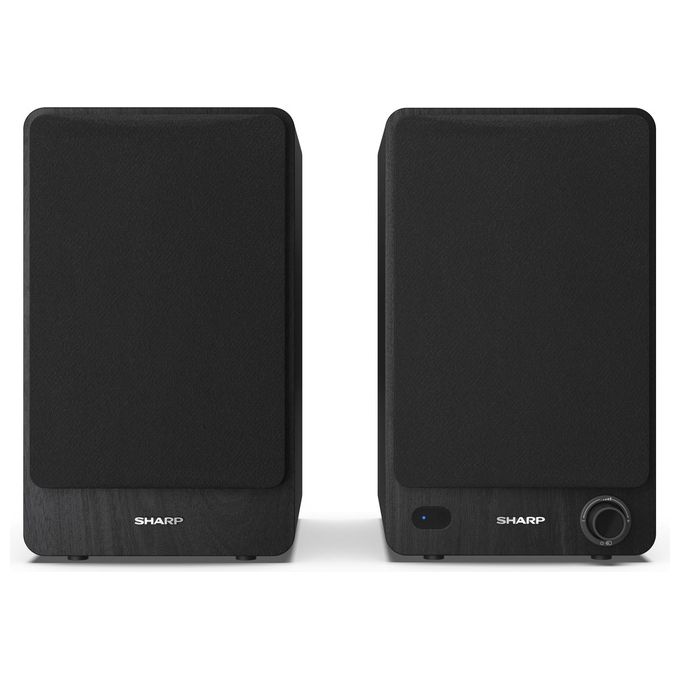 Sharp CP-SS30BK Bookshelf Speakers Altoparlanti Attivi 2-vie 60 W Bluetooth 5.0 con Ingressi RCA Aux USB Ottico Digitale colore Nero