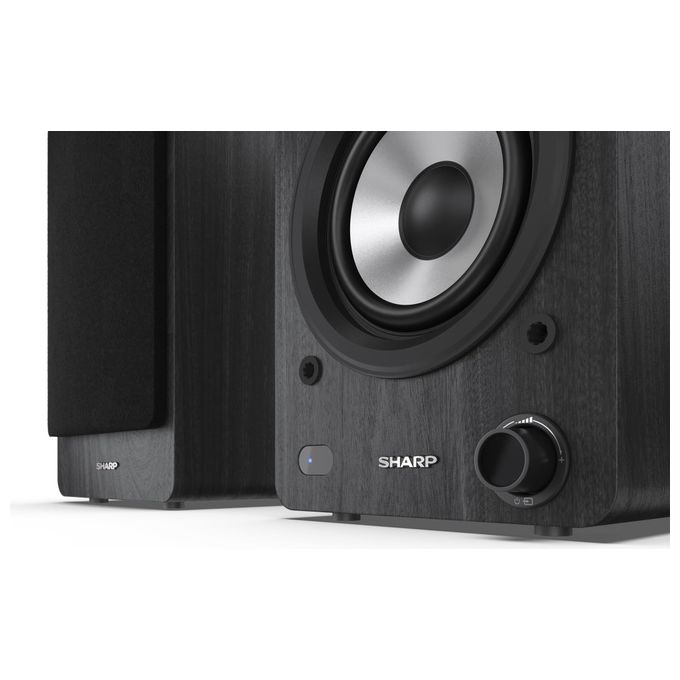 Sharp CP-SS30BK Bookshelf Speakers Altoparlanti Attivi 2-vie 60 W Bluetooth 5.0 con Ingressi RCA Aux USB Ottico Digitale colore Nero